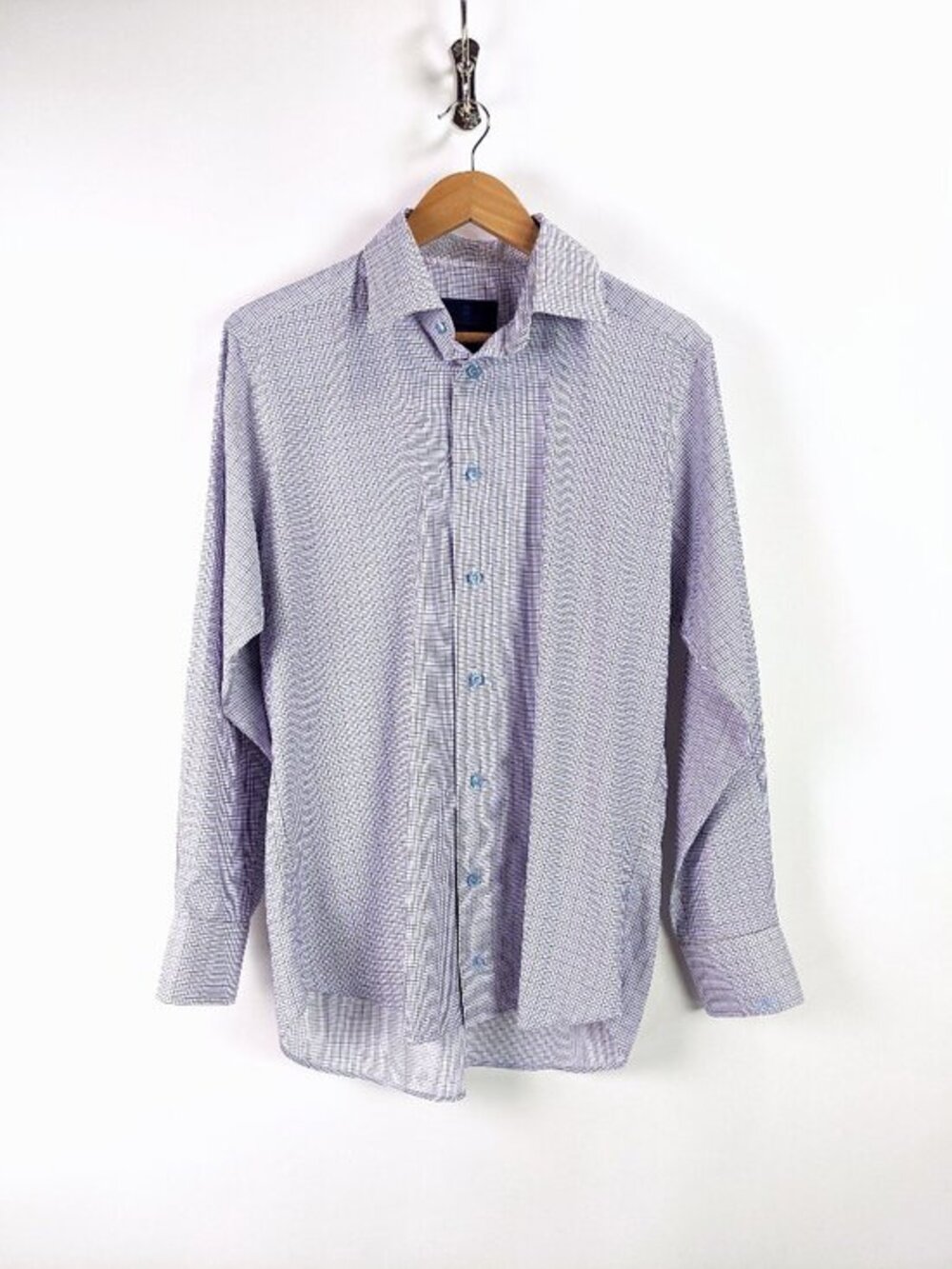 David Donahue Mens Performance Trim Fit Dress Shirt Button-Up Long Sleeve 15.5